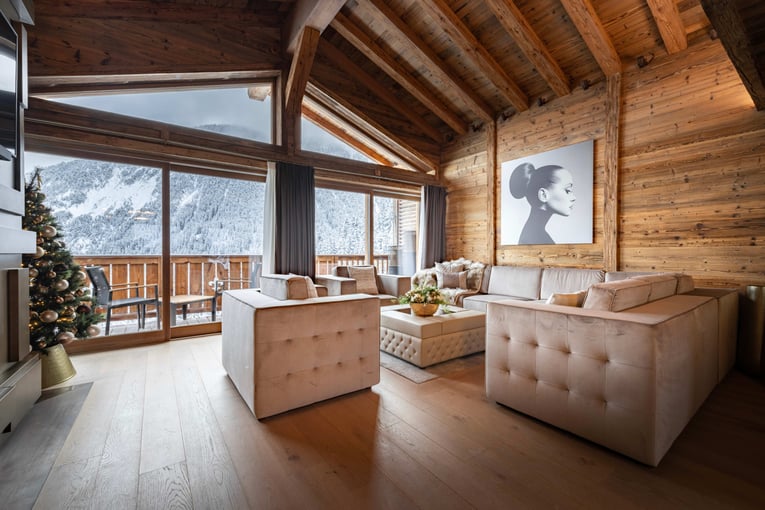 Ultima Courchevel Belvédère | Exclusive Tours Alpine Chic Living Room on Top Floor, Prestige Residence, Sud Resort, Ultima Courchevel Belvédère