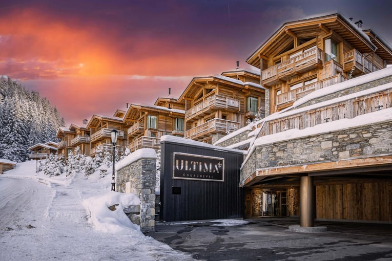 Ultima Courchevel Belvédère | Exclusive Tours Magical Hues Near Sud Resort Entrance, Exterior Shot, Ultima Courchevel Belvédère