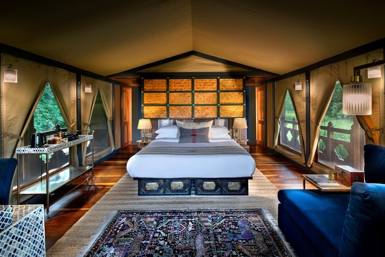 andBeyond Punakha River Lodge | Exclusive Tours Bhutan-Punakha-River-Lodge-Tented-Suite-Bedroom_1